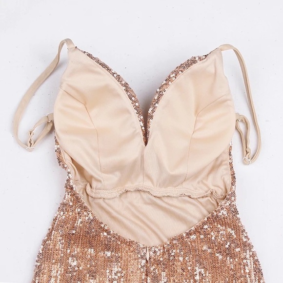 Rose gold sequin maxi formal dress size xs - Picture 3 of 4